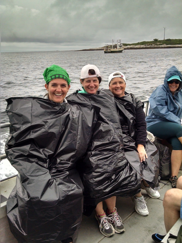 Compactor bags make great ponchos, protecting against not only rain but also lots of bird poop from angry terns.