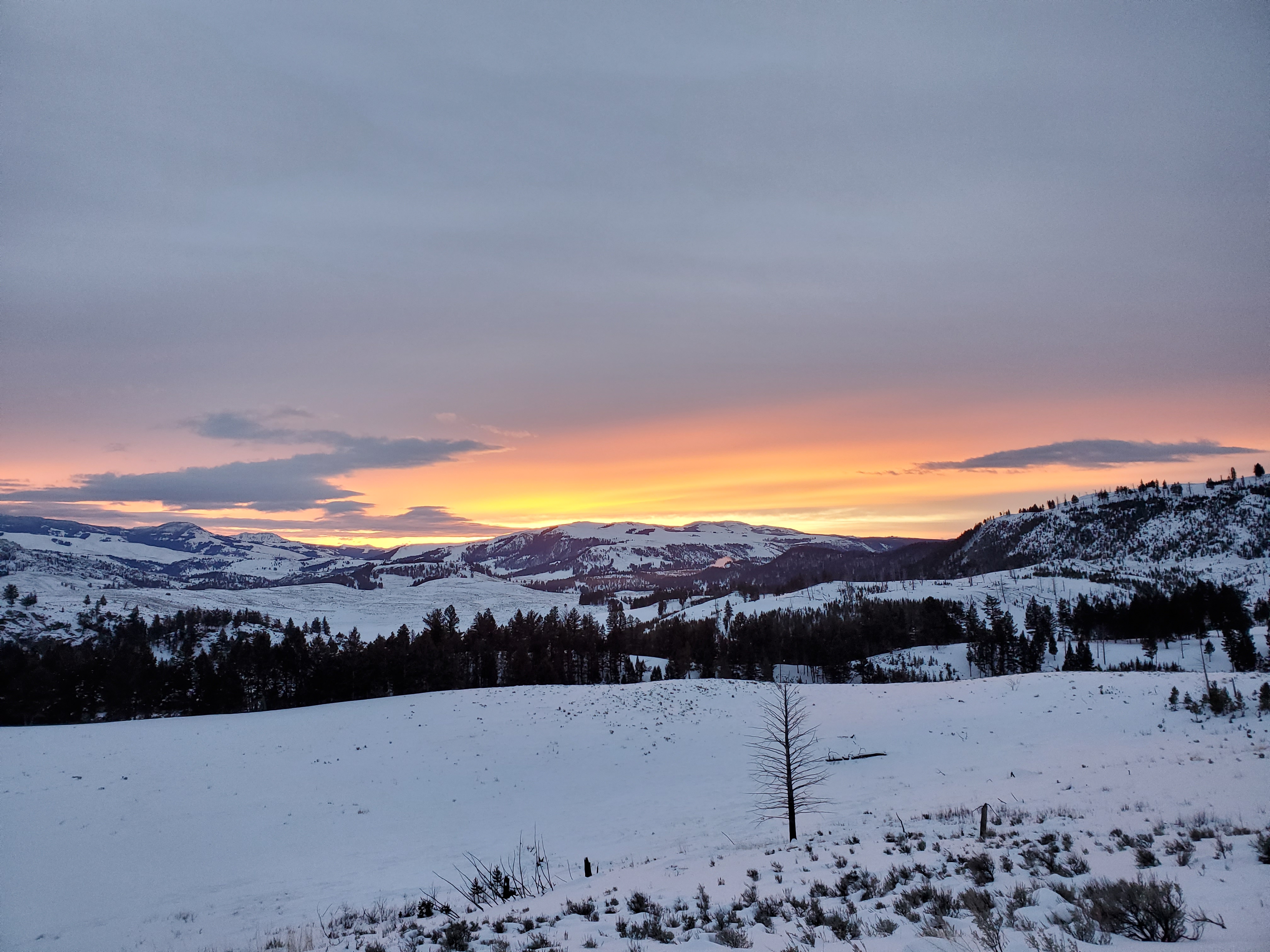 Sunrise over a snowy landscape 