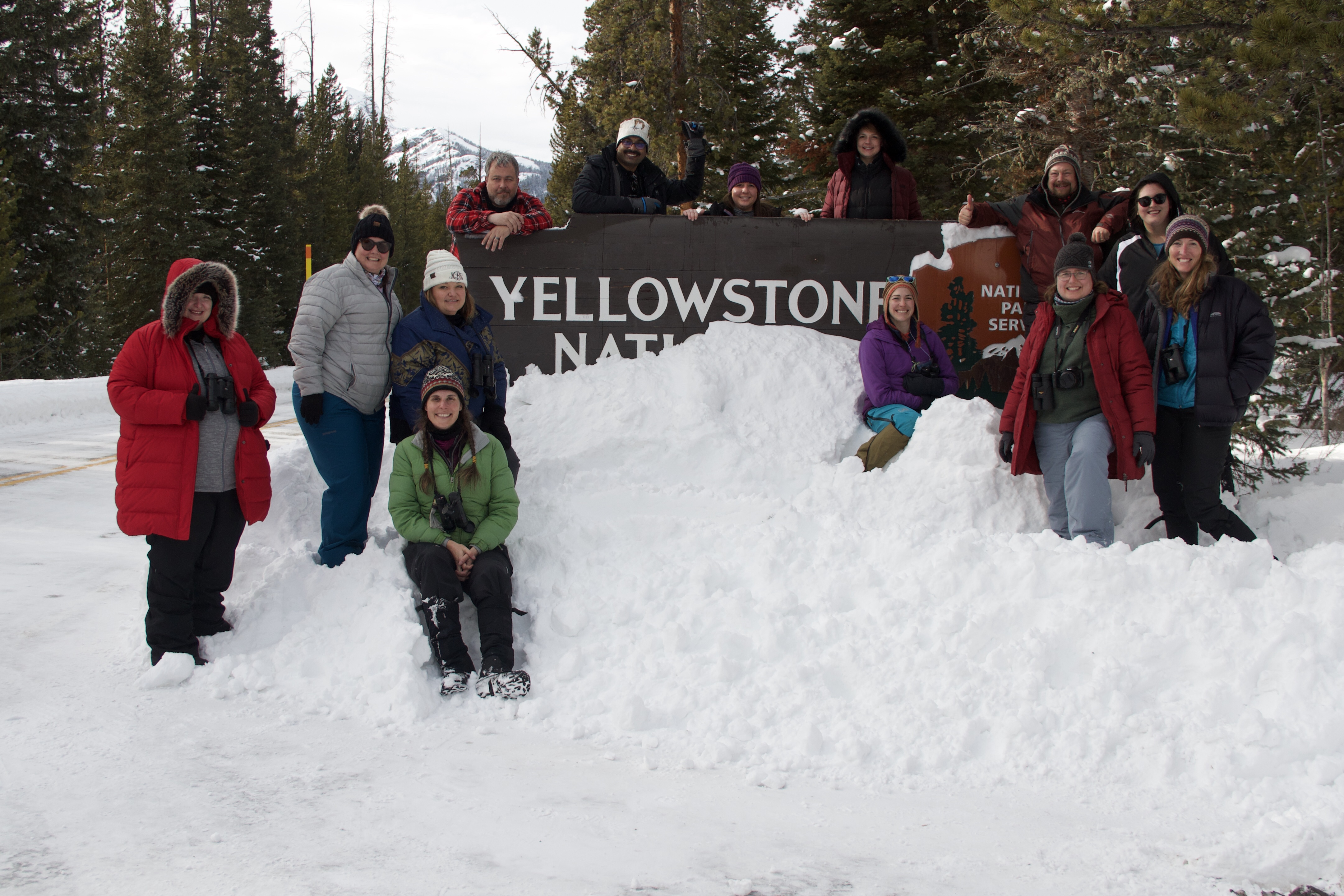 The group at the entrance to Yellowstone National Park