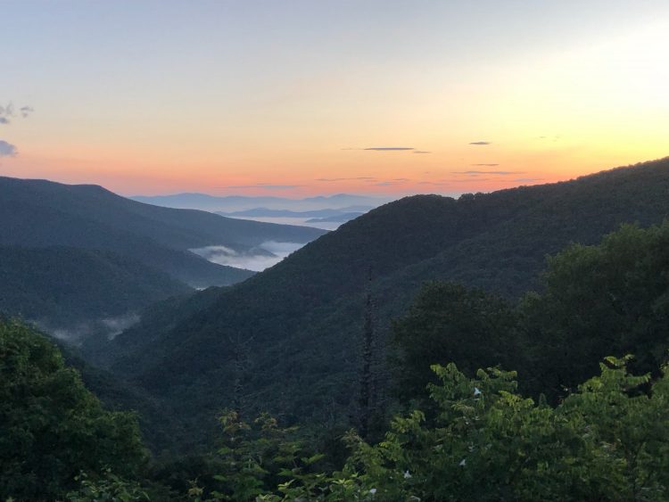 Sunrise view from the Blue Ridge Parkway near Mount Mitchell