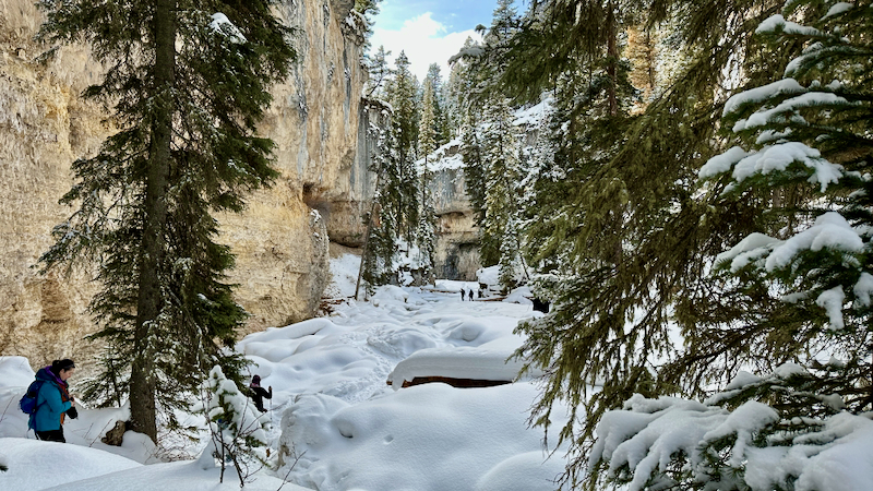 narrow canyon with snow