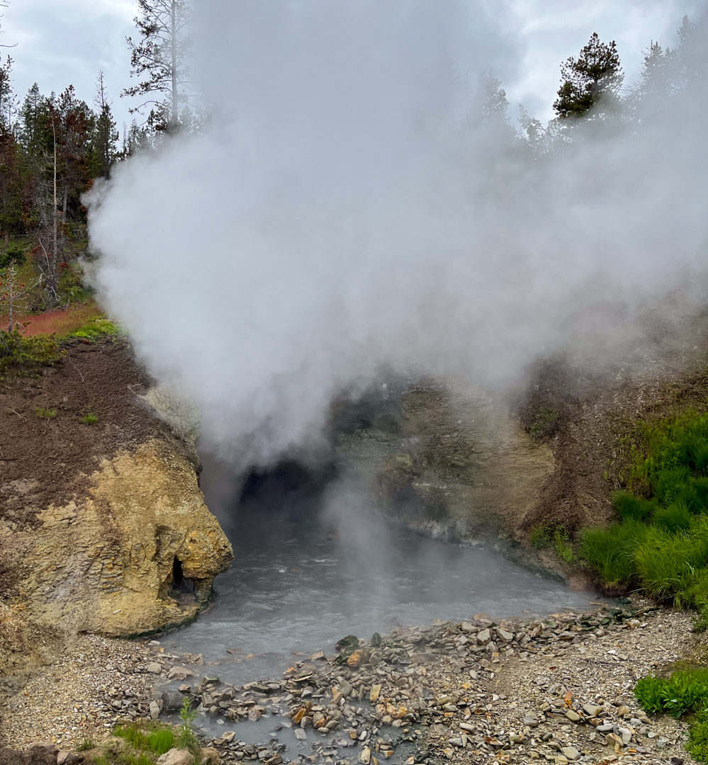 steaming hot spring